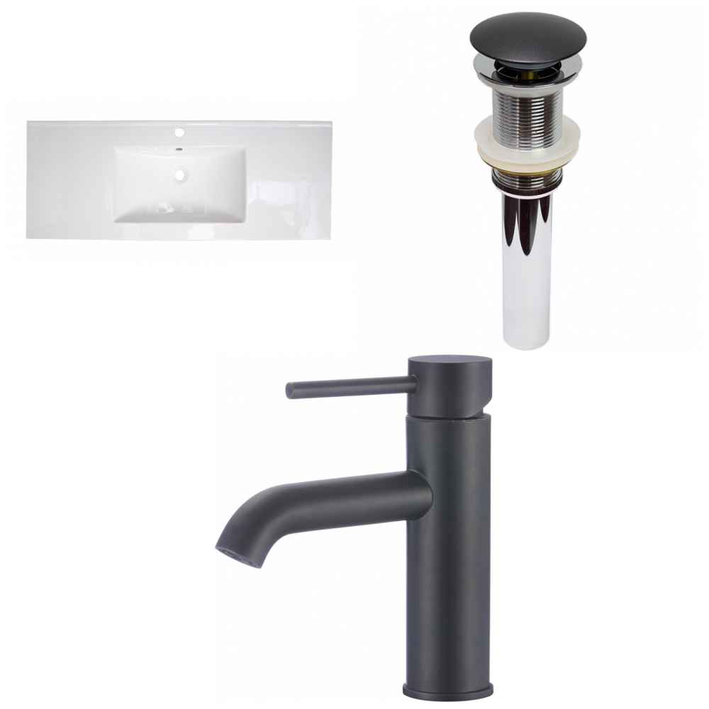 48-in. W 1 Hole Ceramic Top Set In White Color - Drain Incl.