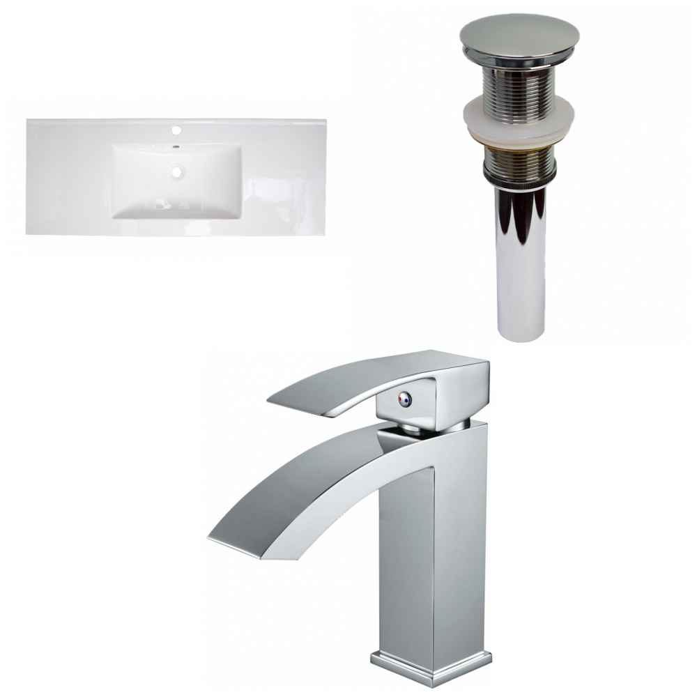 48-in. W 1 Hole Ceramic Top Set In White Color - Drain Incl.