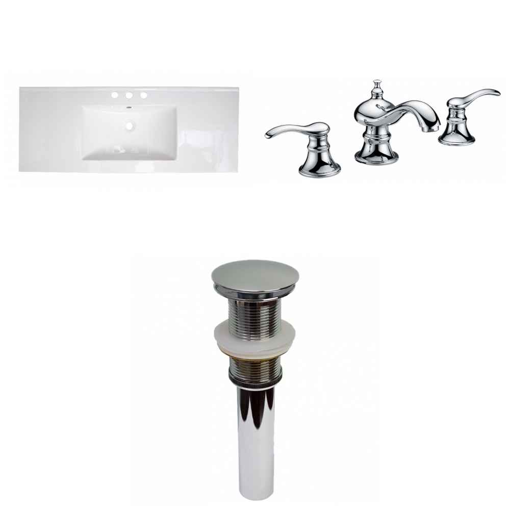 48-in. W 3H8-in. Ceramic Top Set In White Color - Drain Incl.