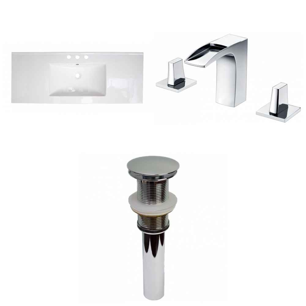 48-in. W 3H8-in. Ceramic Top Set In White Color - Drain Incl.