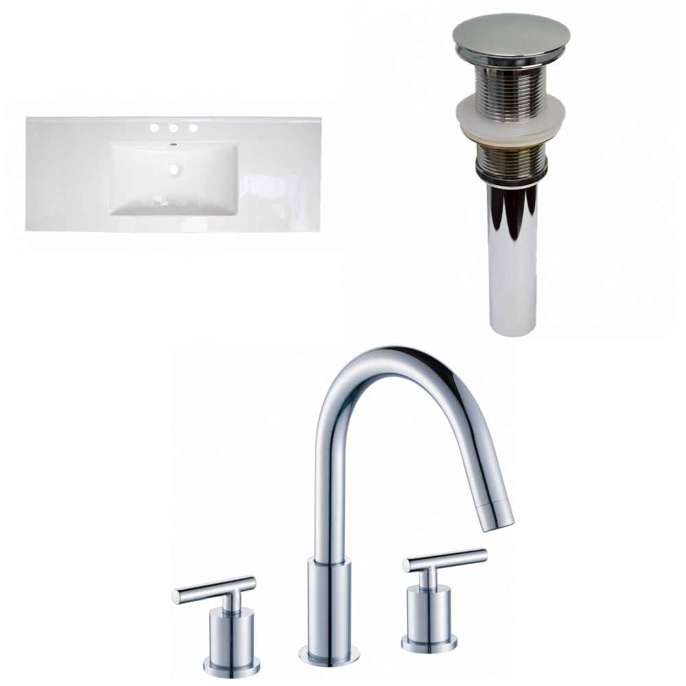 48-in. W 3H8-in. Ceramic Top Set In White Color - Drain Incl.