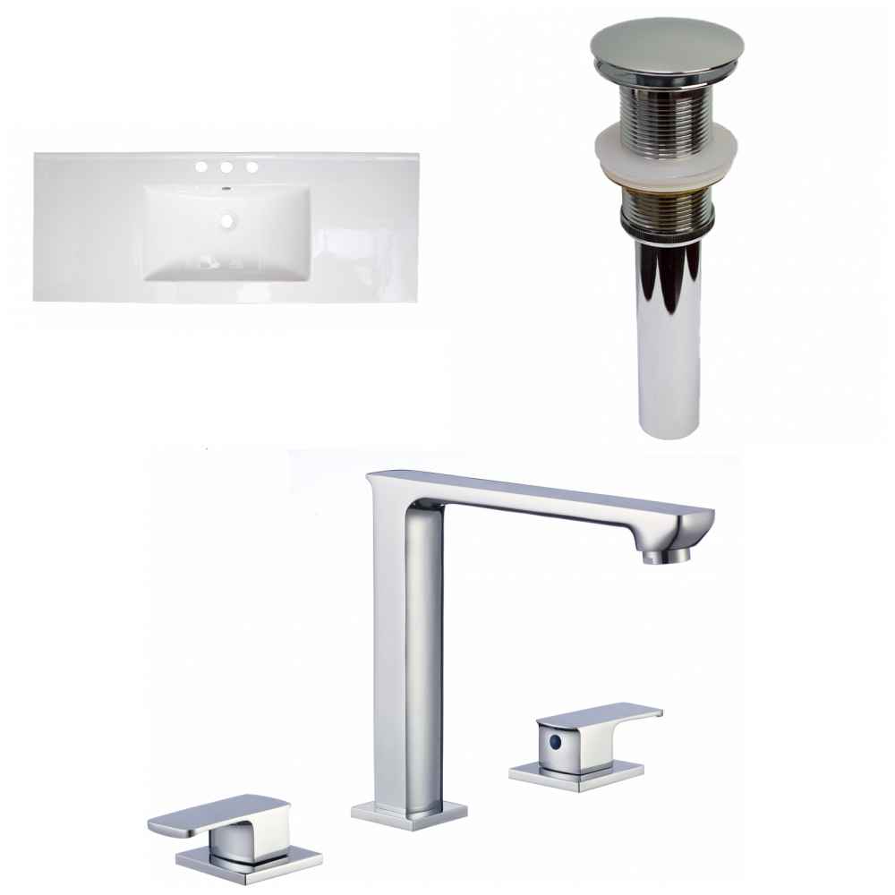 48-in. W 3H8-in. Ceramic Top Set In White Color - Drain Incl.