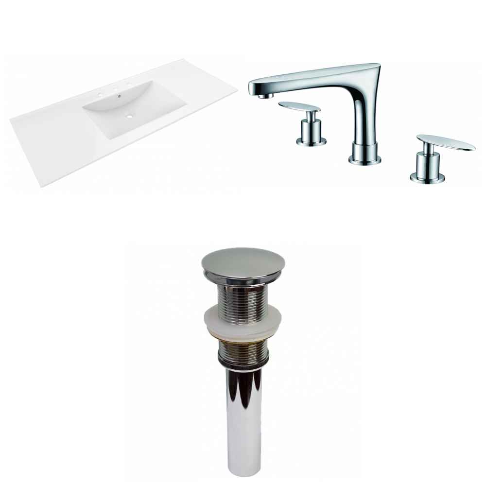 48-in. W 3H8-in. Ceramic Top Set In White Color - Drain Incl.