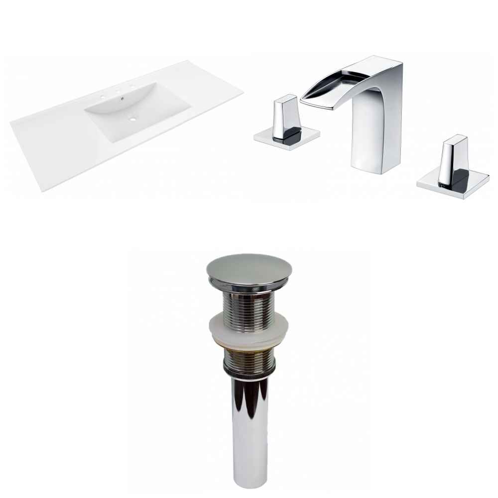 48-in. W 3H8-in. Ceramic Top Set In White Color - Drain Incl.