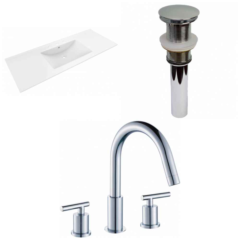 48-in. W 3H8-in. Ceramic Top Set In White Color - Drain Incl.