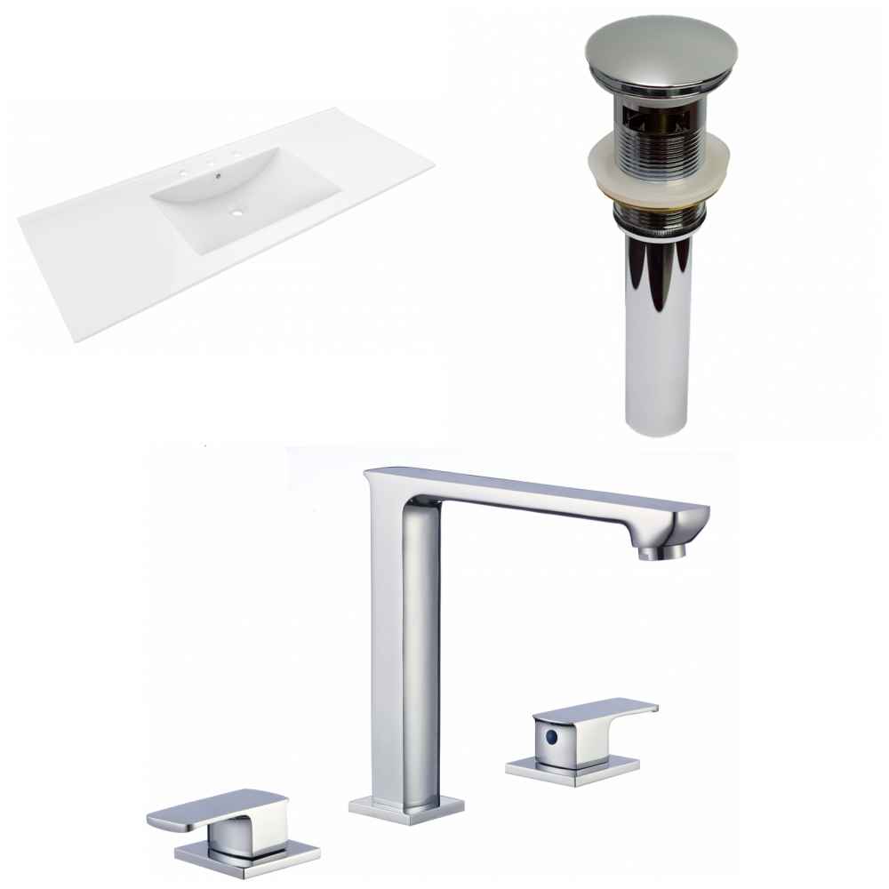 48-in. W 3H8-in. Ceramic Top Set In White Color - Overflow Drain Incl.