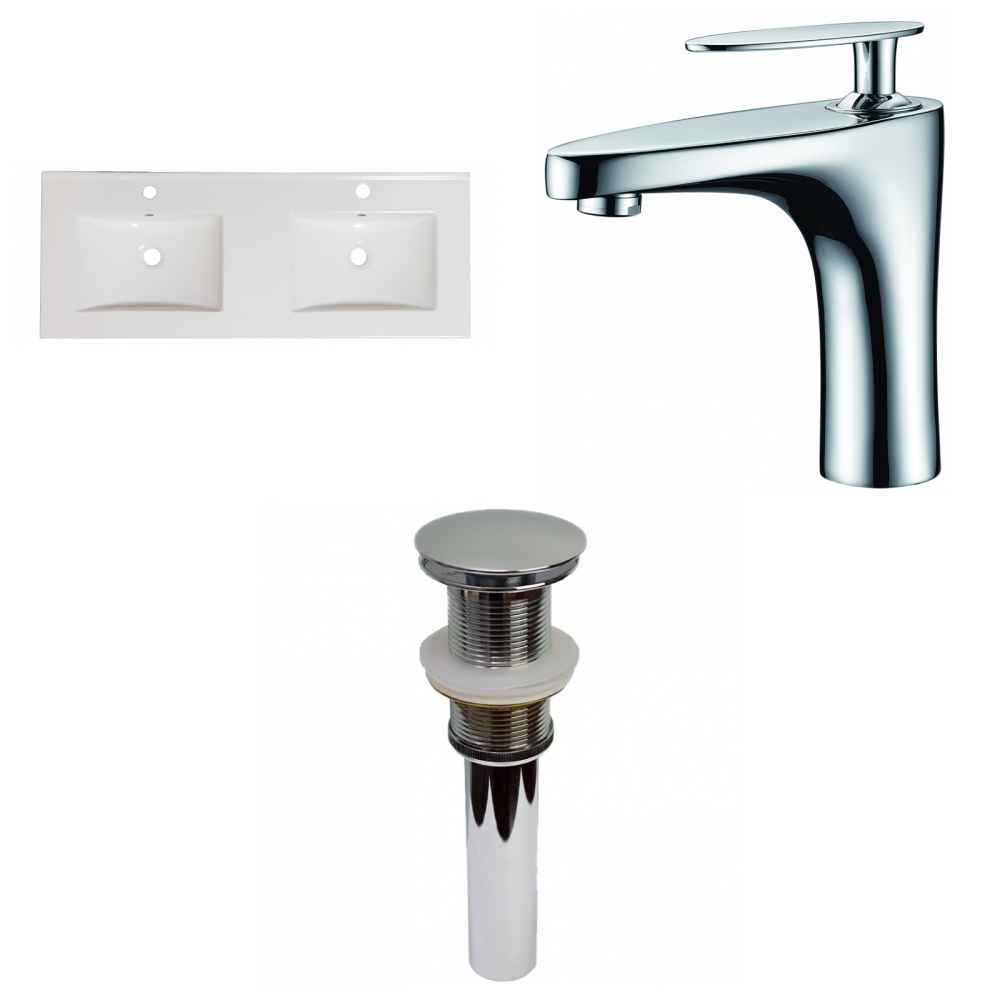 48-in. W 1 Hole Ceramic Top Set In White Color - Drain Incl.