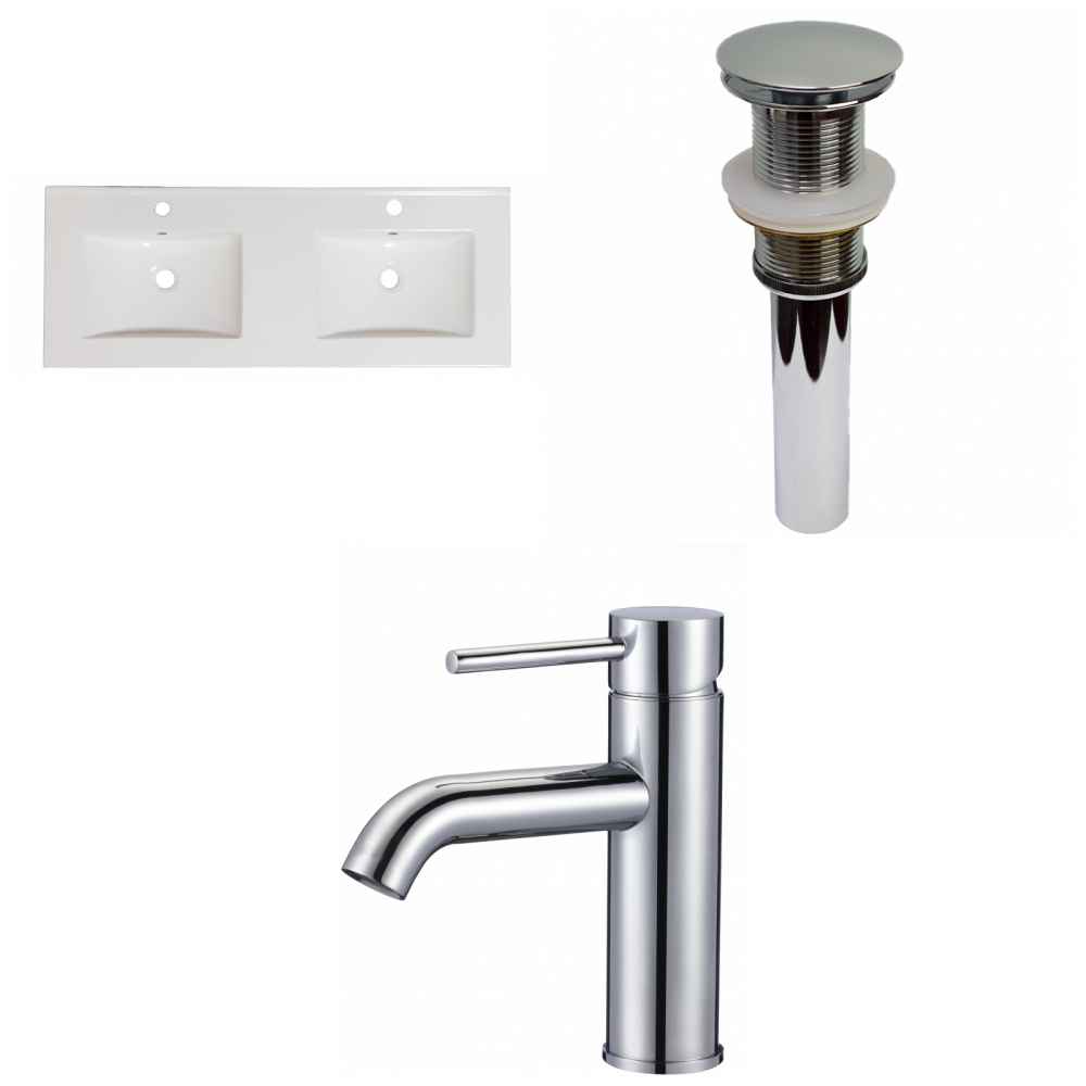 48-in. W 1 Hole Ceramic Top Set In White Color - Drain Incl.