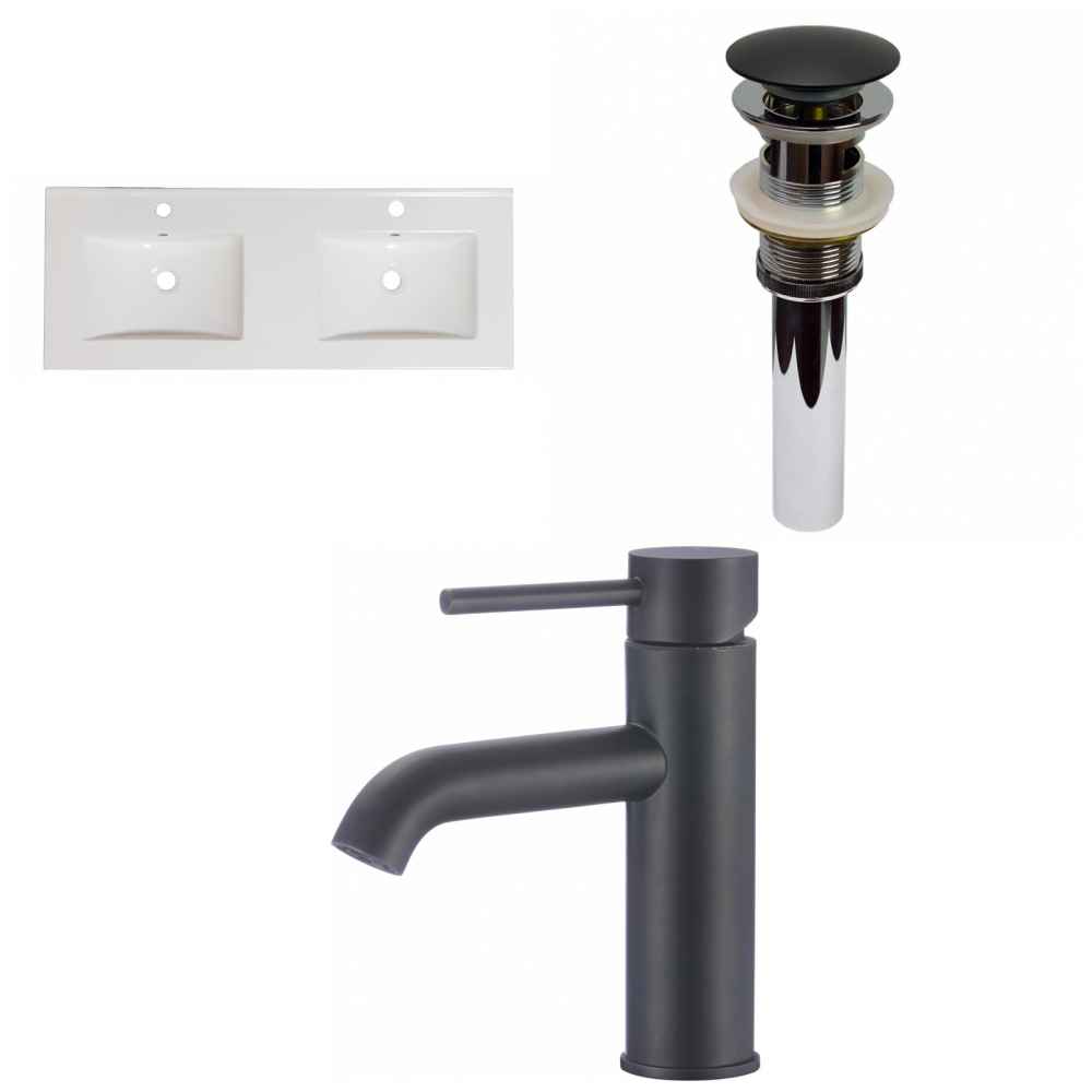 48-in. W 1 Hole Ceramic Top Set In White Color - Overflow Drain Incl.