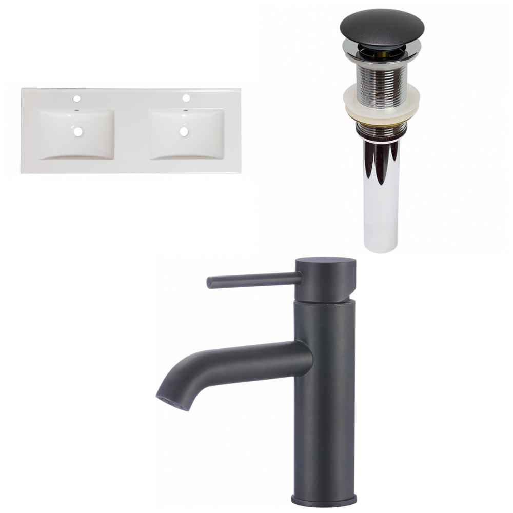 48-in. W 1 Hole Ceramic Top Set In White Color - Drain Incl.
