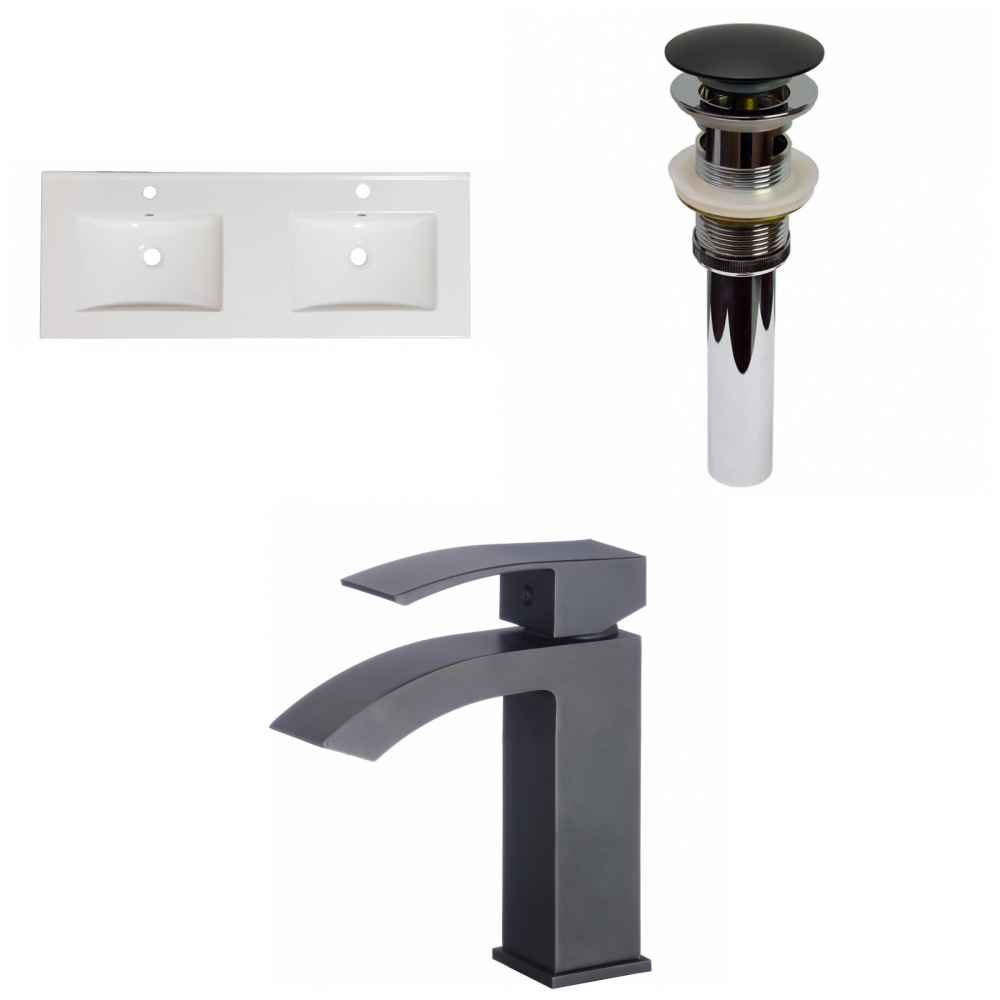 48-in. W 1 Hole Ceramic Top Set In White Color - Overflow Drain Incl.