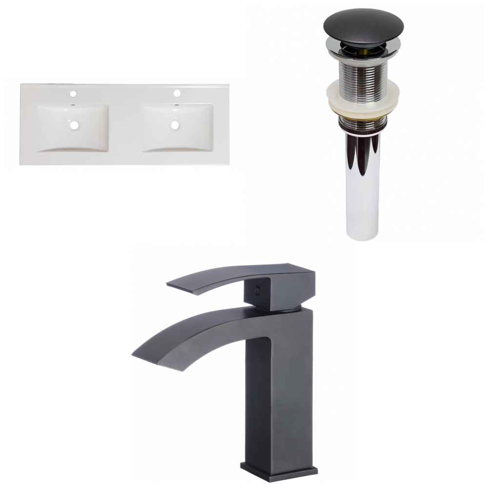 48-in. W 1 Hole Ceramic Top Set In White Color - Drain Incl.