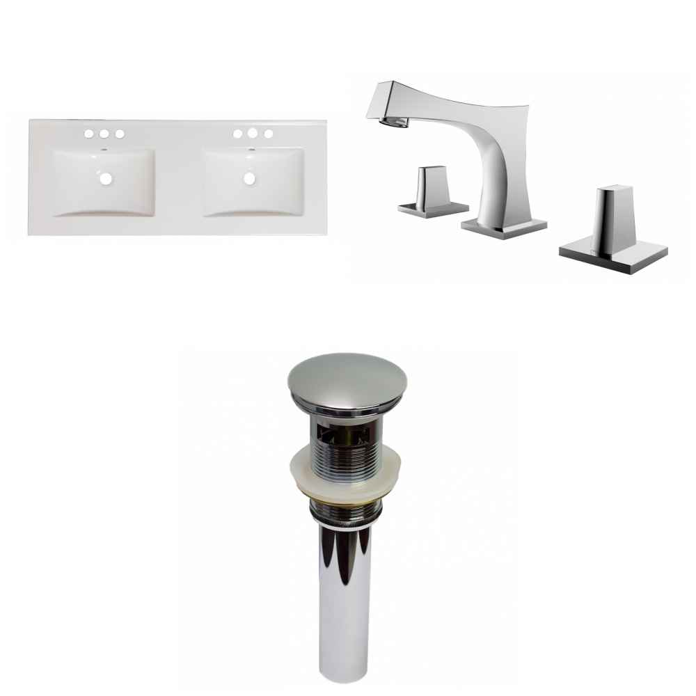 48-in. W 3H8-in. Ceramic Top Set In White Color - Overflow Drain Incl.