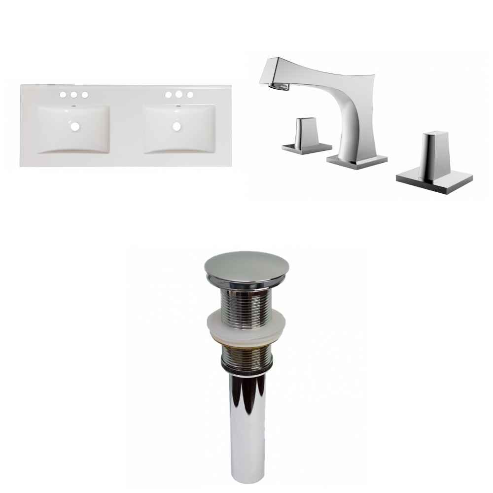 48-in. W 3H8-in. Ceramic Top Set In White Color - Drain Incl.