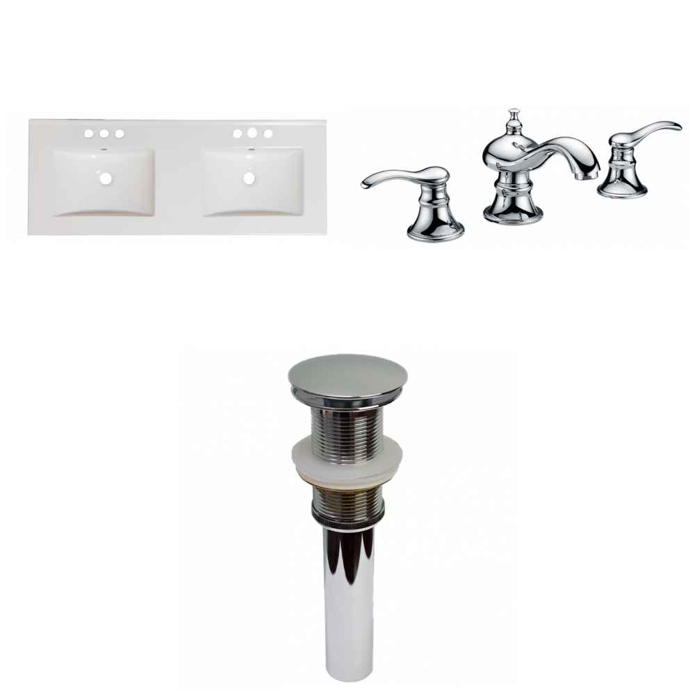 48-in. W 3H8-in. Ceramic Top Set In White Color - Drain Incl.
