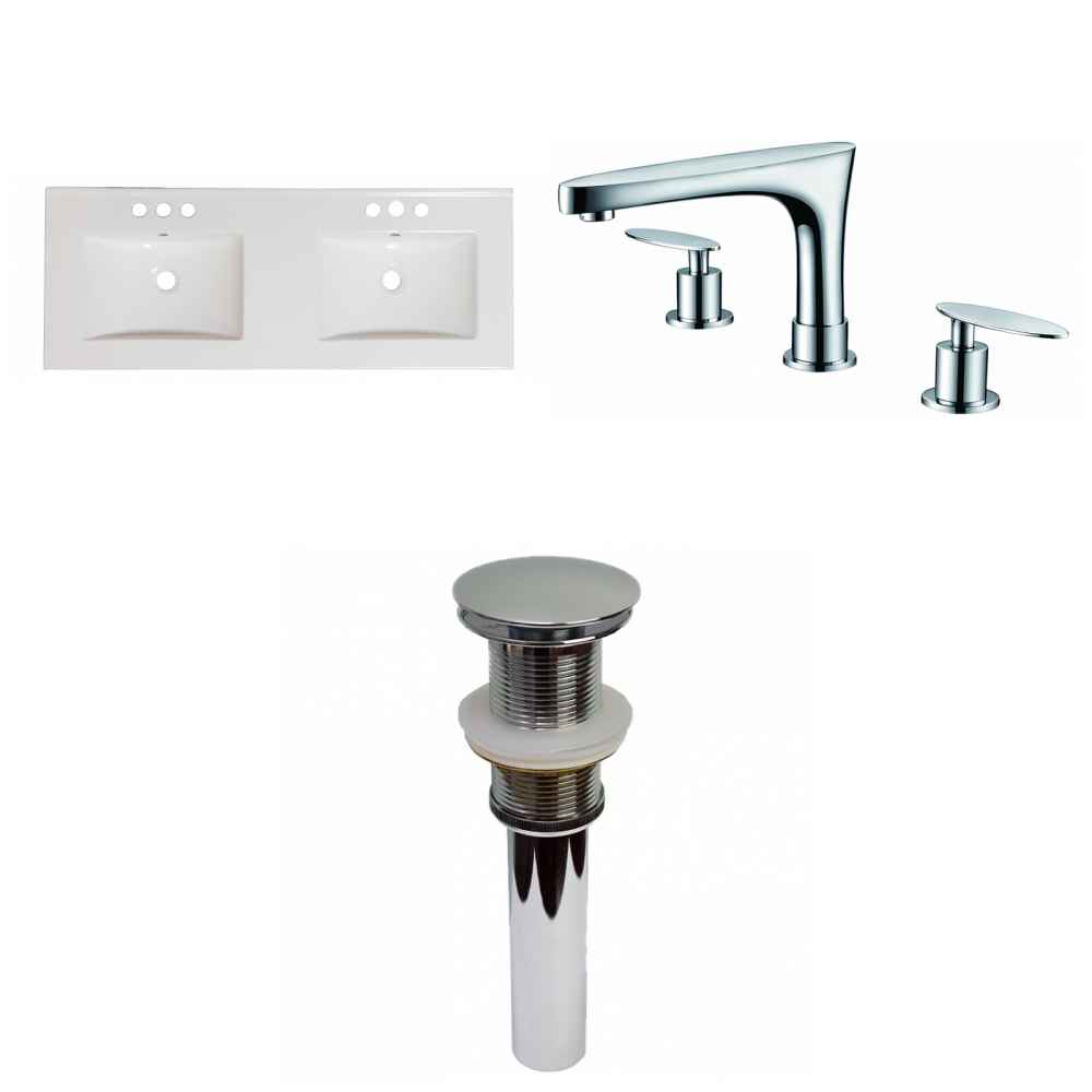 48-in. W 3H8-in. Ceramic Top Set In White Color - Drain Incl.