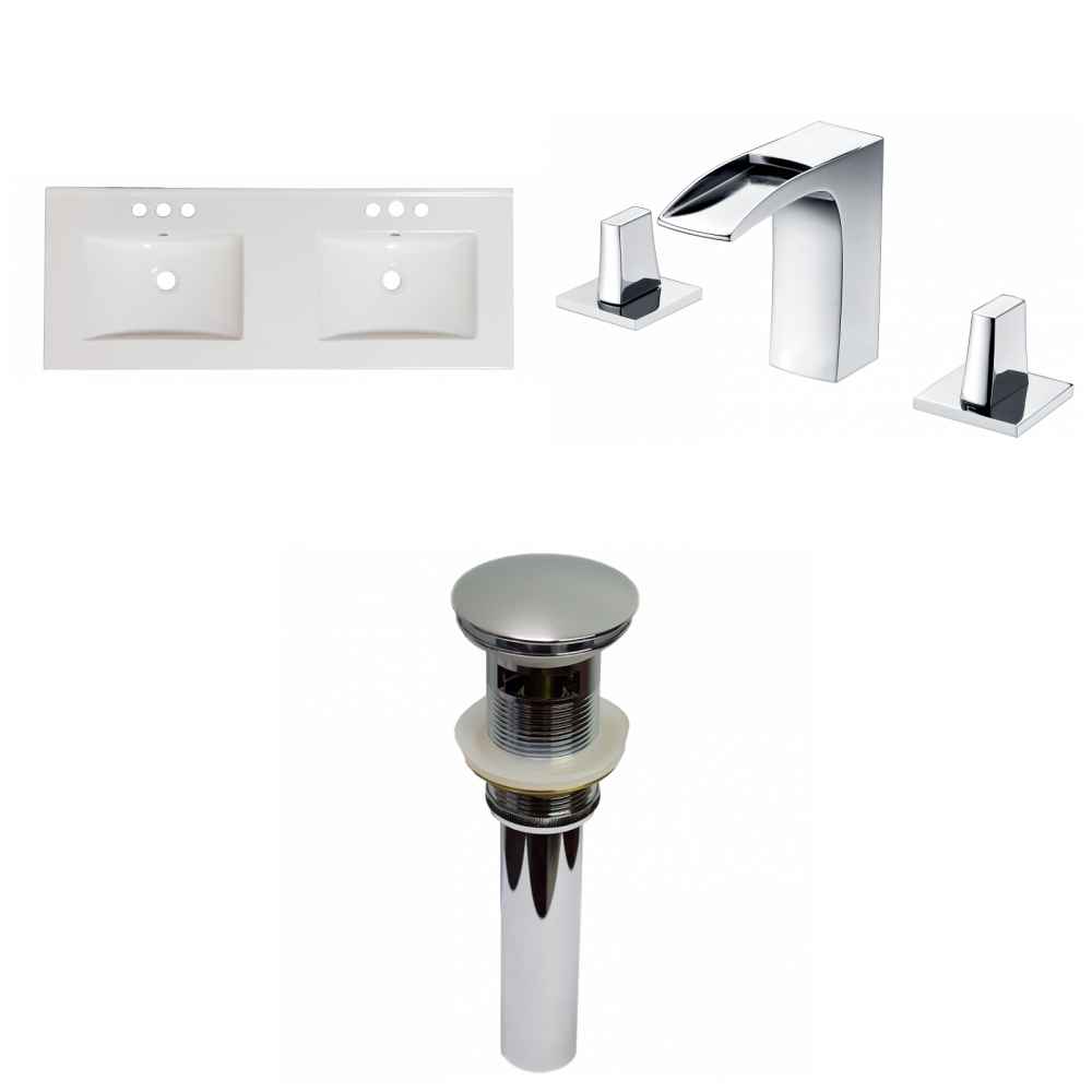 48-in. W 3H8-in. Ceramic Top Set In White Color - Overflow Drain Incl.