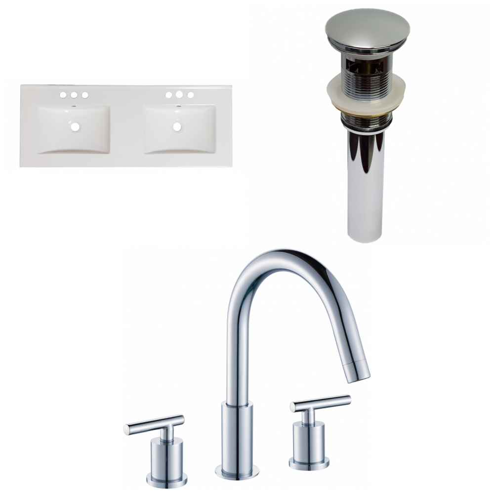 48-in. W 3H8-in. Ceramic Top Set In White Color - Overflow Drain Incl.