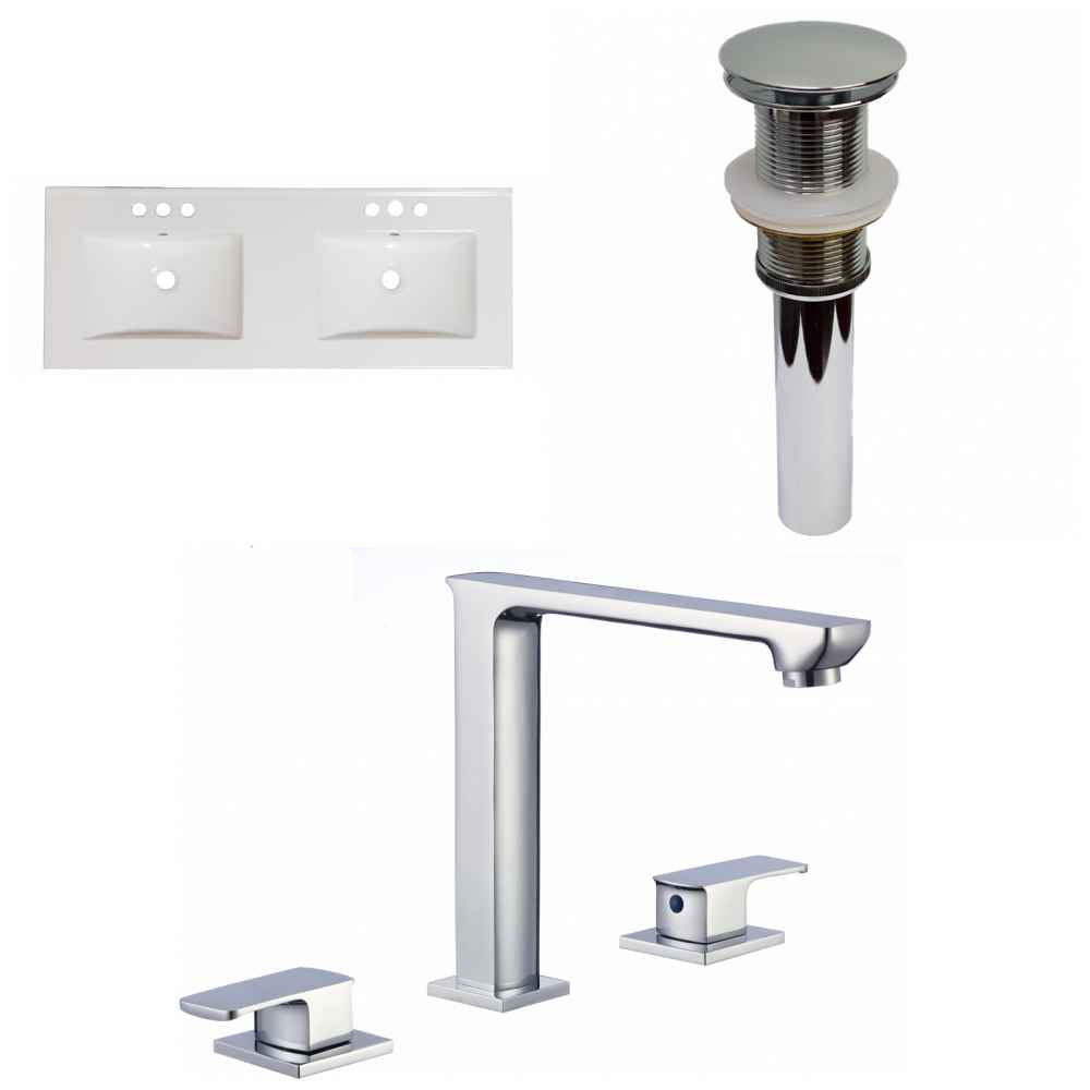 48-in. W 3H8-in. Ceramic Top Set In White Color - Drain Incl.