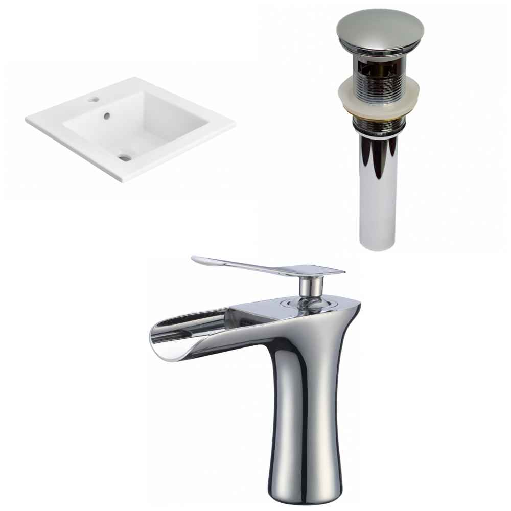 21-in. W 1 Hole Ceramic Top Set In White Color - Overflow Drain Incl.