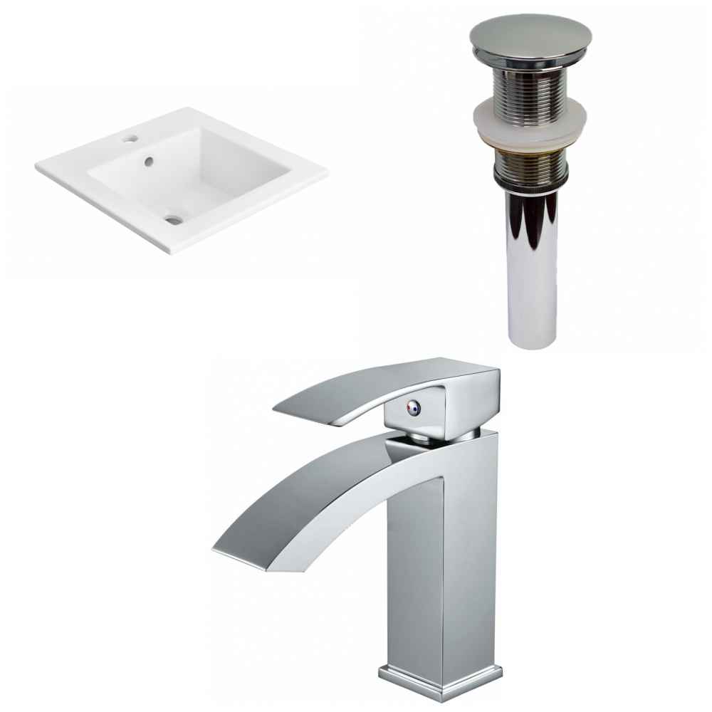 21-in. W 1 Hole Ceramic Top Set In White Color - Drain Incl.