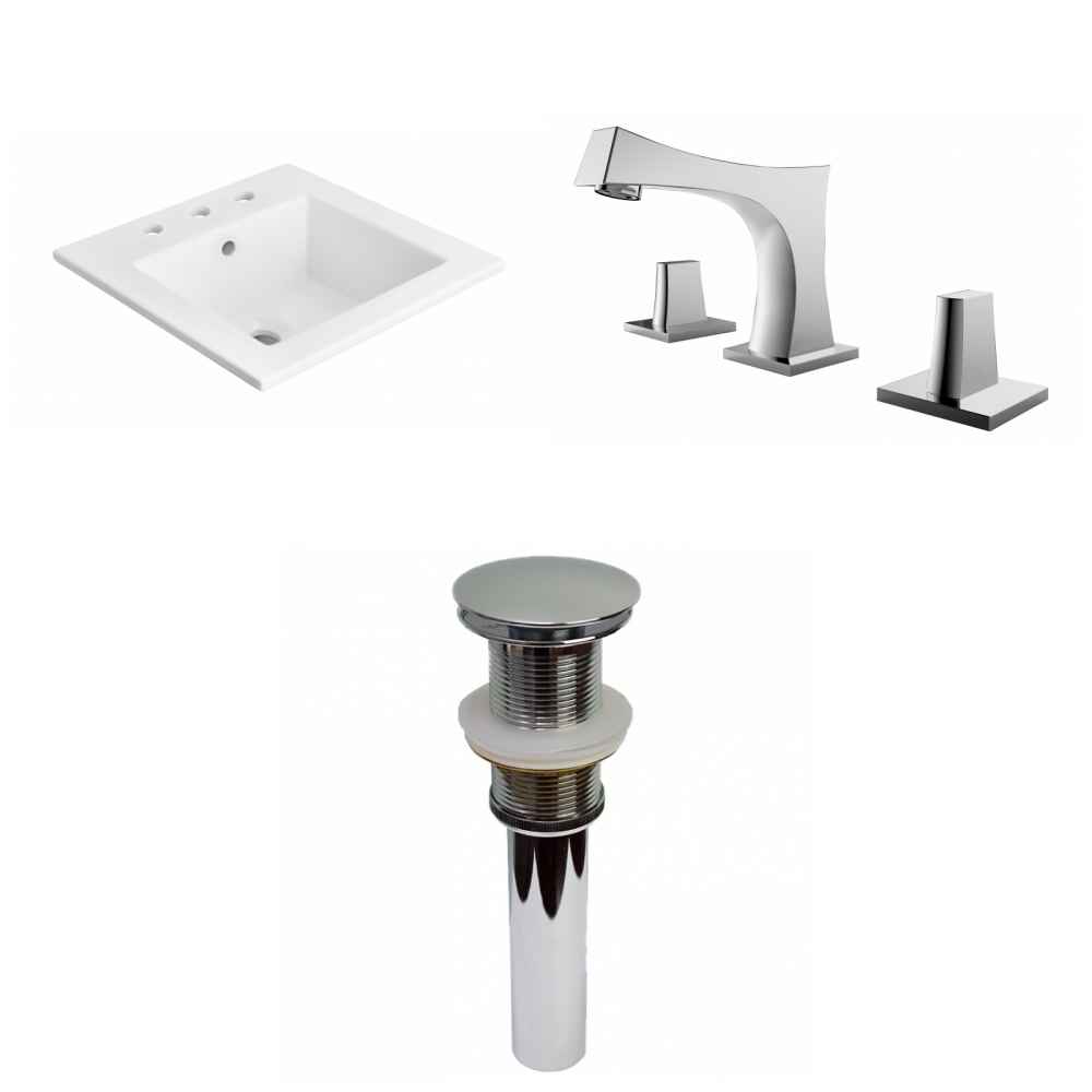 21-in. W 3H8-in. Ceramic Top Set In White Color - Drain Incl.