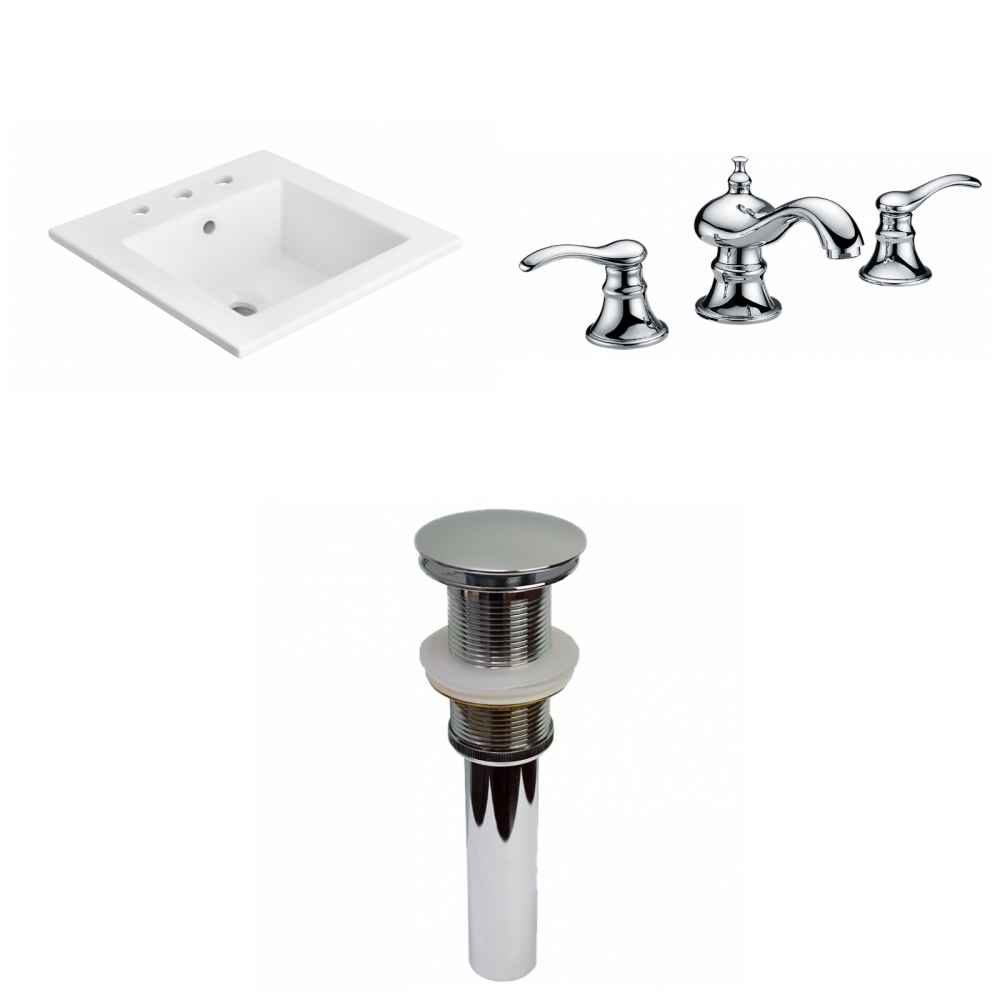 21-in. W 3H8-in. Ceramic Top Set In White Color - Drain Incl.
