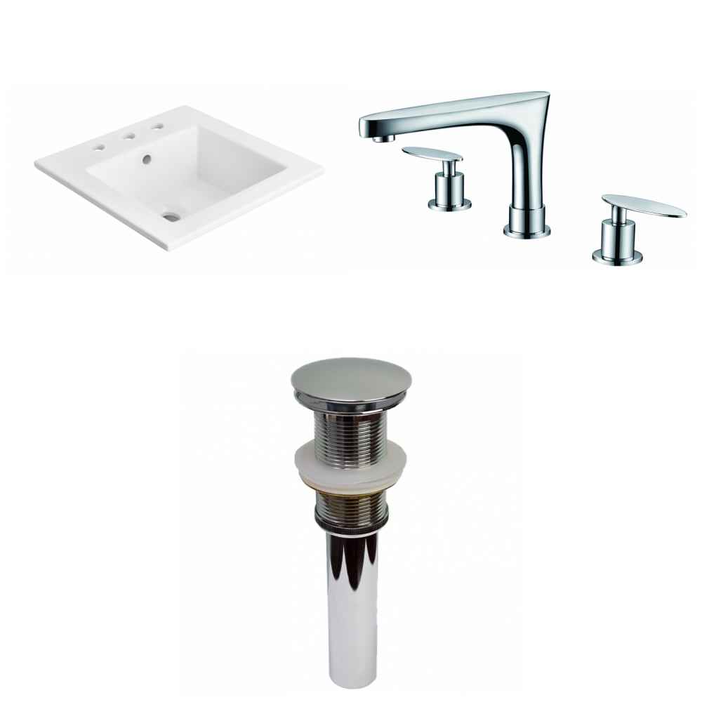 21-in. W 3H8-in. Ceramic Top Set In White Color - Drain Incl.