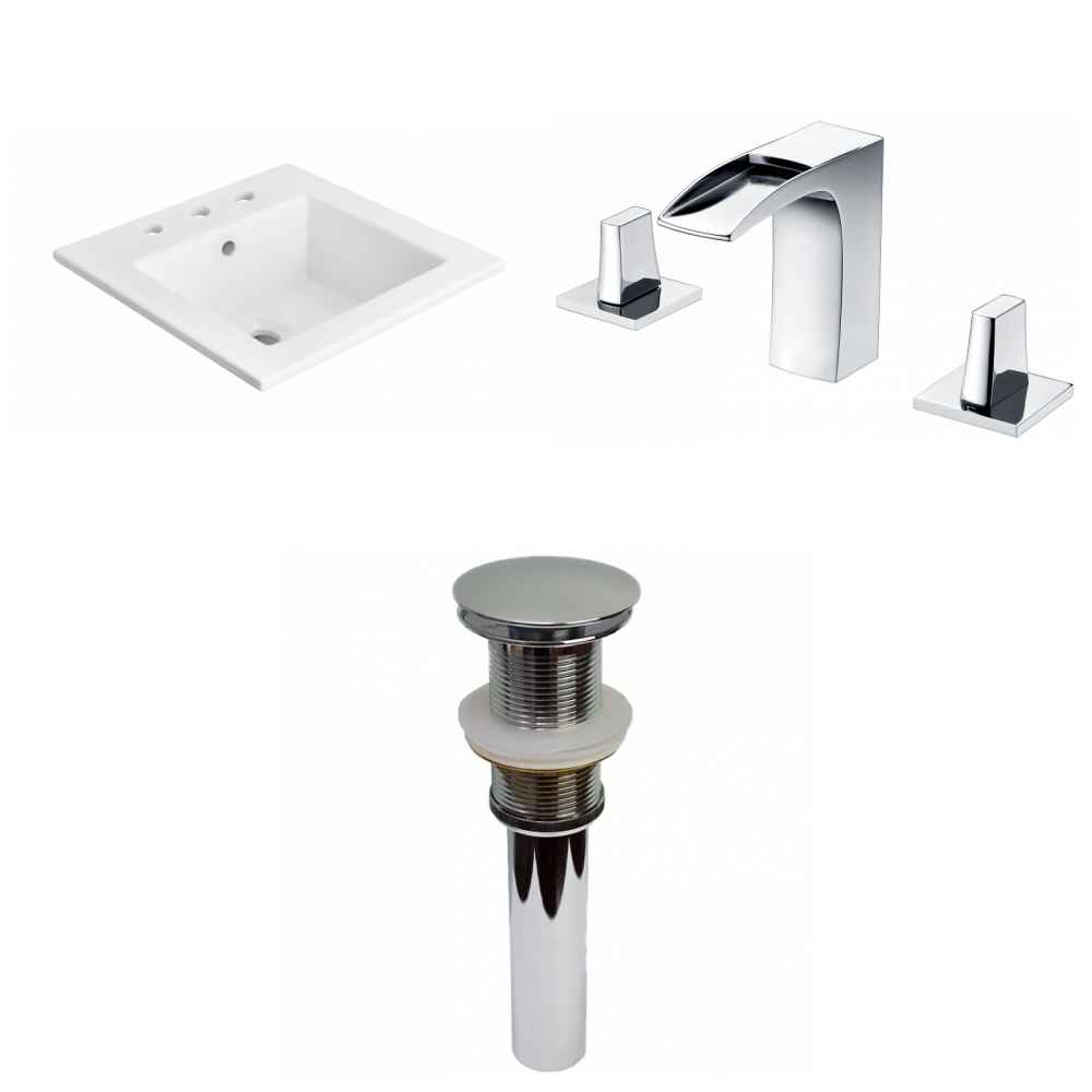 21-in. W 3H8-in. Ceramic Top Set In White Color - Drain Incl.