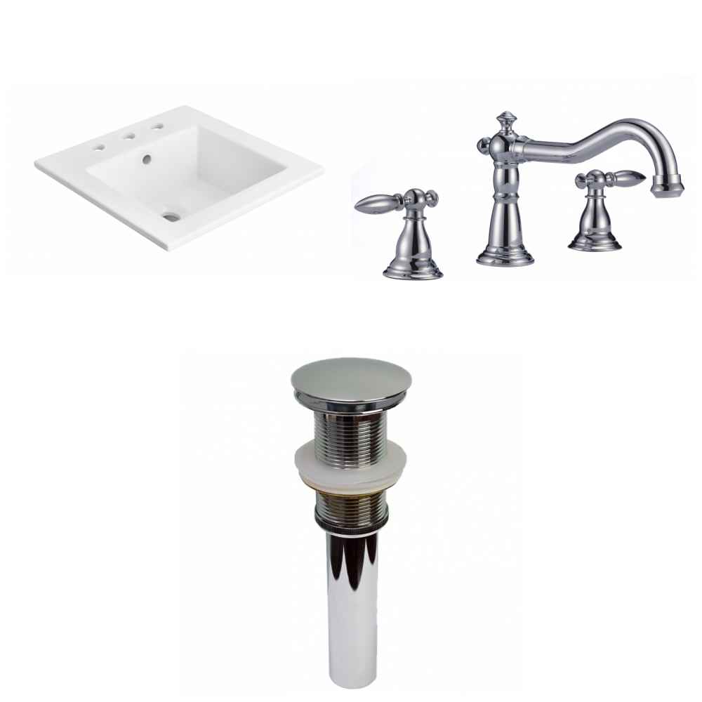 21-in. W 3H8-in. Ceramic Top Set In White Color - Drain Incl.
