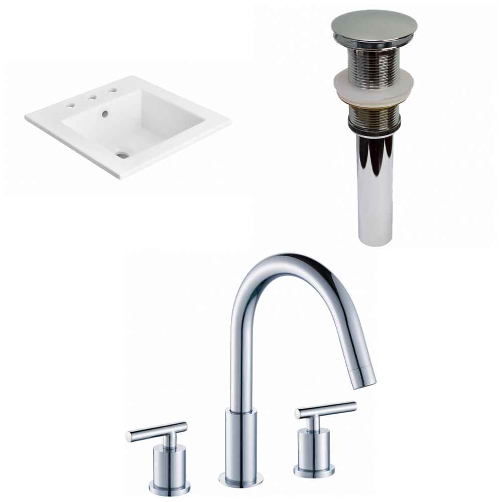 21-in. W 3H8-in. Ceramic Top Set In White Color - Drain Incl.