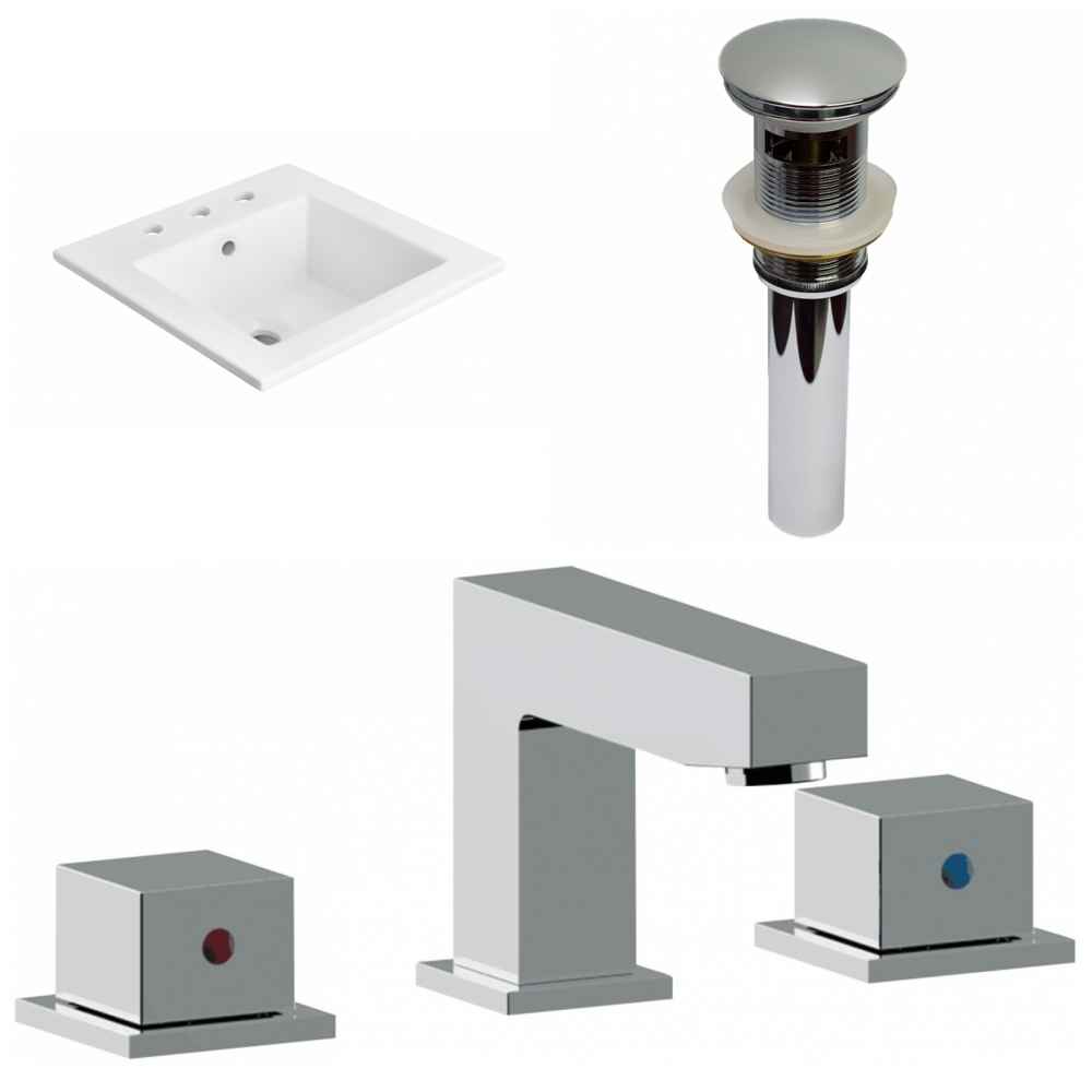 21-in. W 3H8-in. Ceramic Top Set In White Color - Overflow Drain Incl.