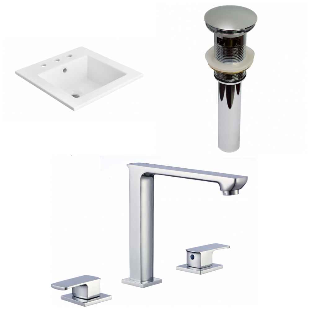 21-in. W 3H8-in. Ceramic Top Set In White Color - Overflow Drain Incl.