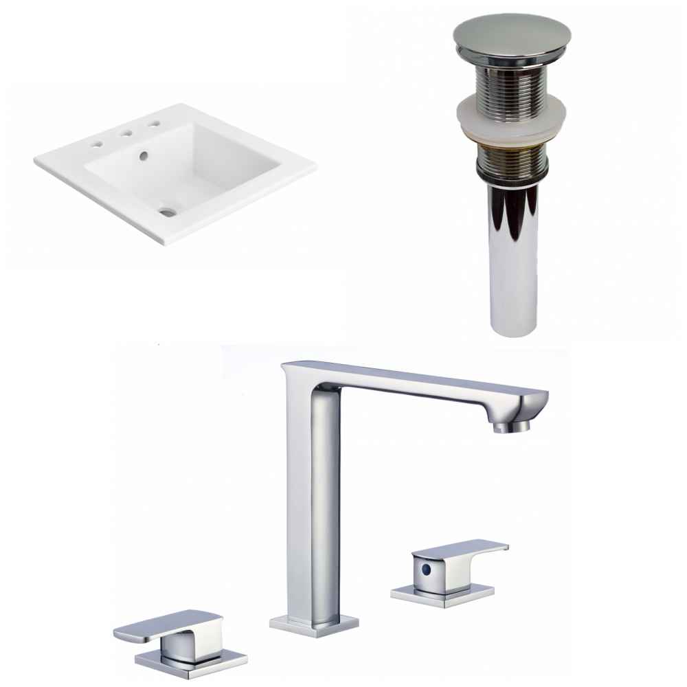 21-in. W 3H8-in. Ceramic Top Set In White Color - Drain Incl.