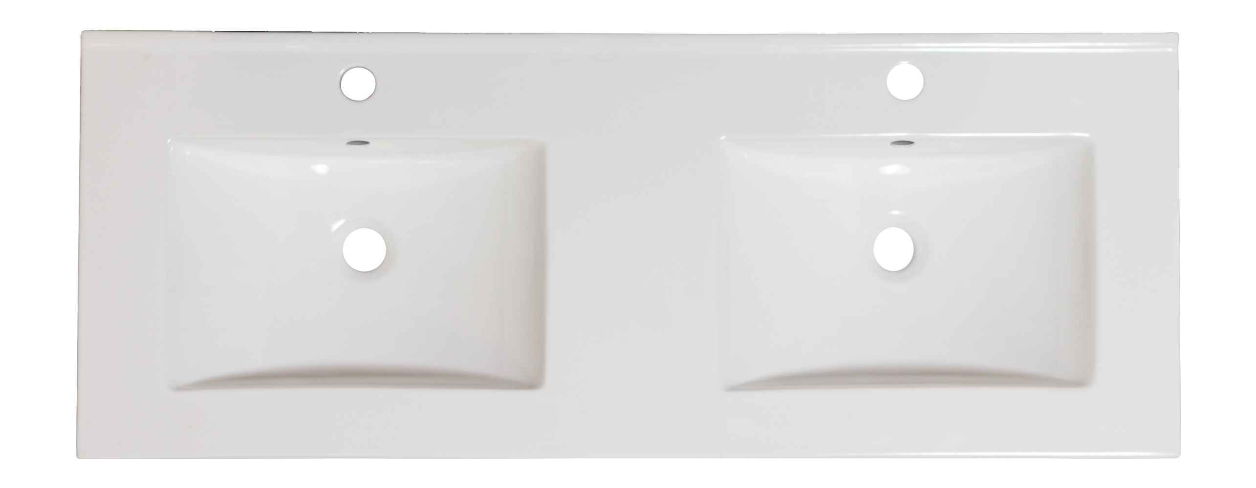 59-in. W 1 Hole Ceramic Top Set In White Color - Drain Incl.