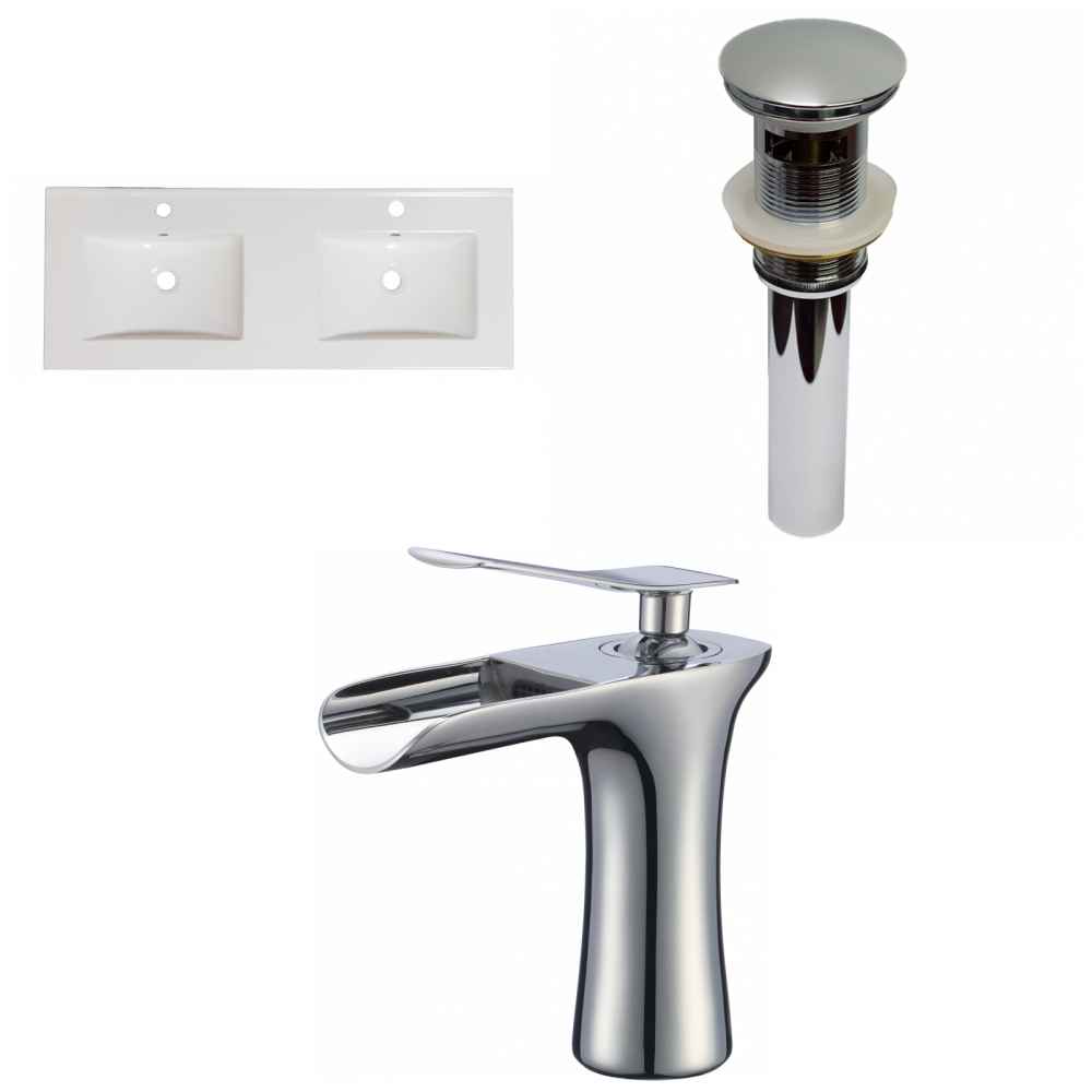 59-in. W 1 Hole Ceramic Top Set In White Color - Overflow Drain Incl.