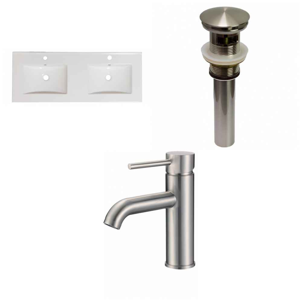 59-in. W 1 Hole Ceramic Top Set In White Color - Overflow Drain Incl.