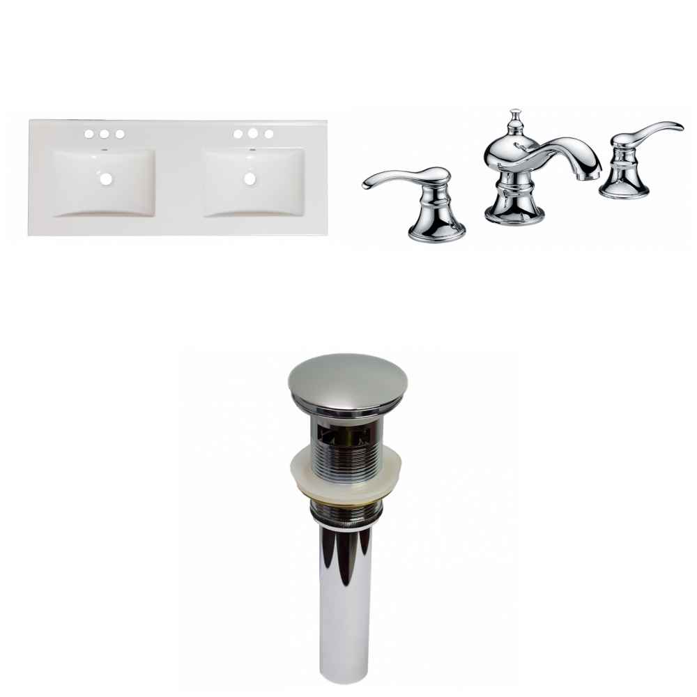 59-in. W 3H8-in. Ceramic Top Set In White Color - Overflow Drain Incl.