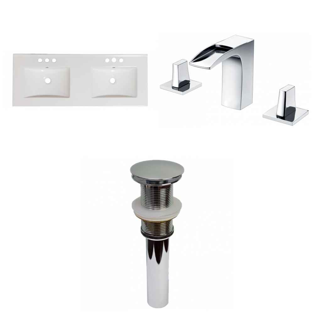 59-in. W 3H8-in. Ceramic Top Set In White Color - Drain Incl.