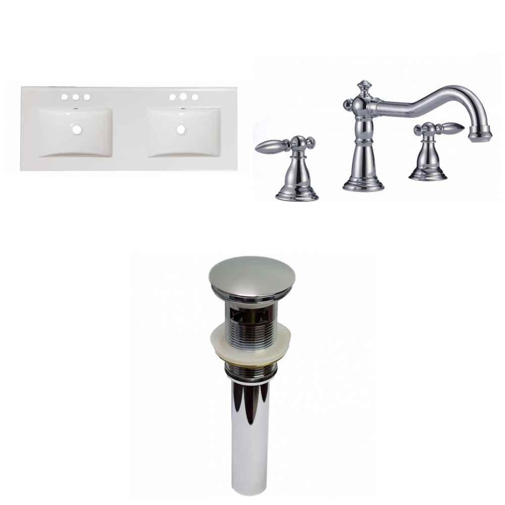59-in. W 3H8-in. Ceramic Top Set In White Color - Overflow Drain Incl.