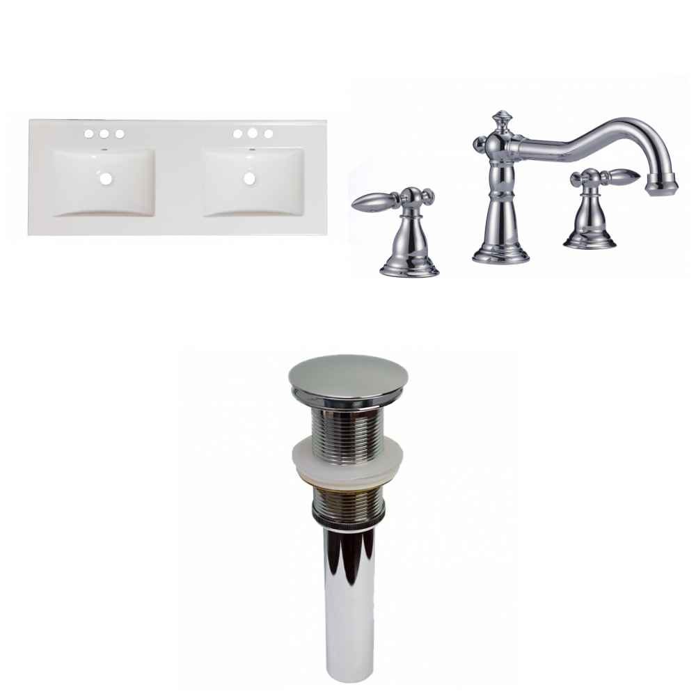59-in. W 3H8-in. Ceramic Top Set In White Color - Drain Incl.