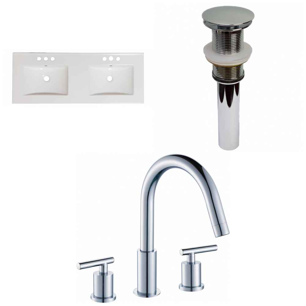 59-in. W 3H8-in. Ceramic Top Set In White Color - Drain Incl.