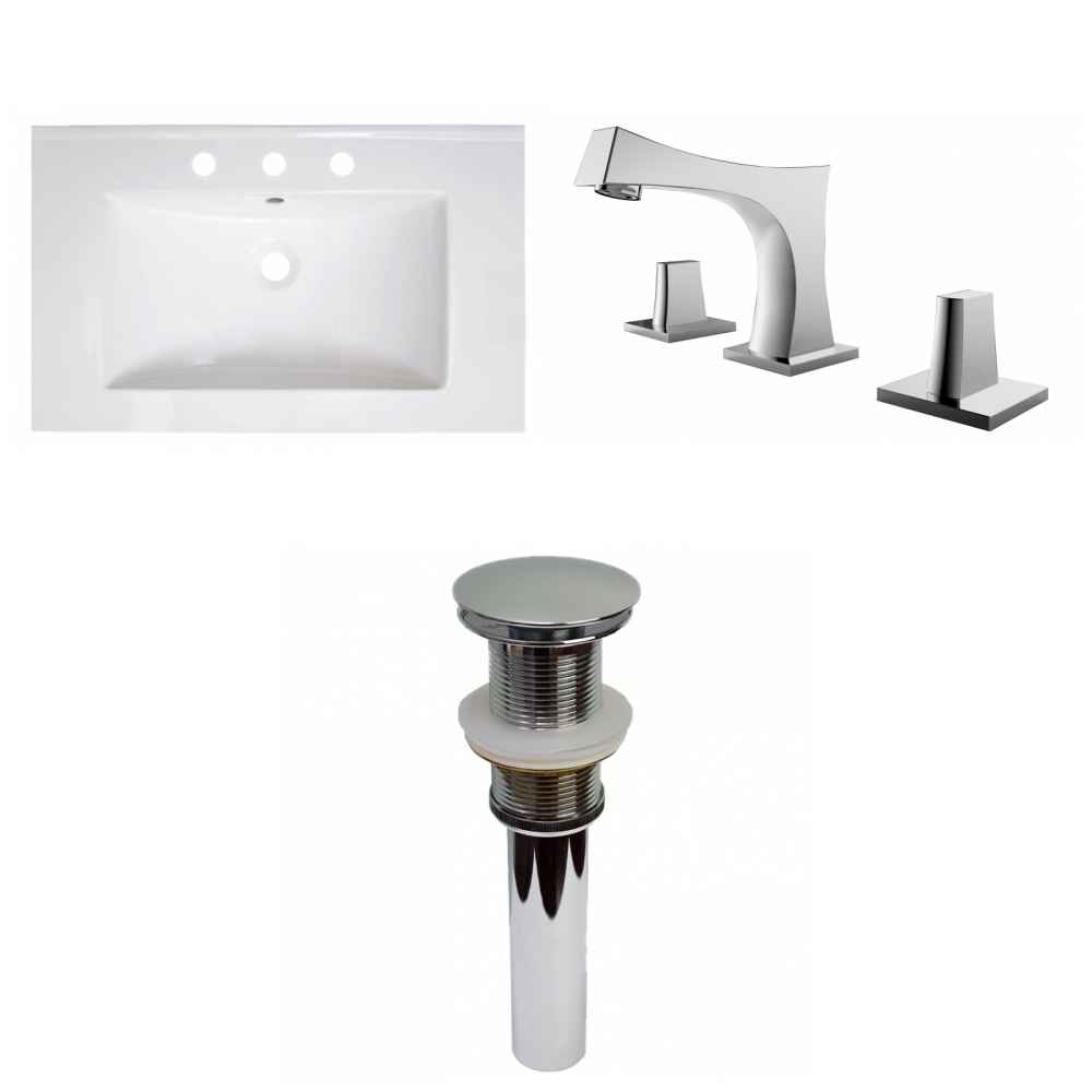 30-in. W 3H8-in. Ceramic Top Set In White Color - Drain Incl.