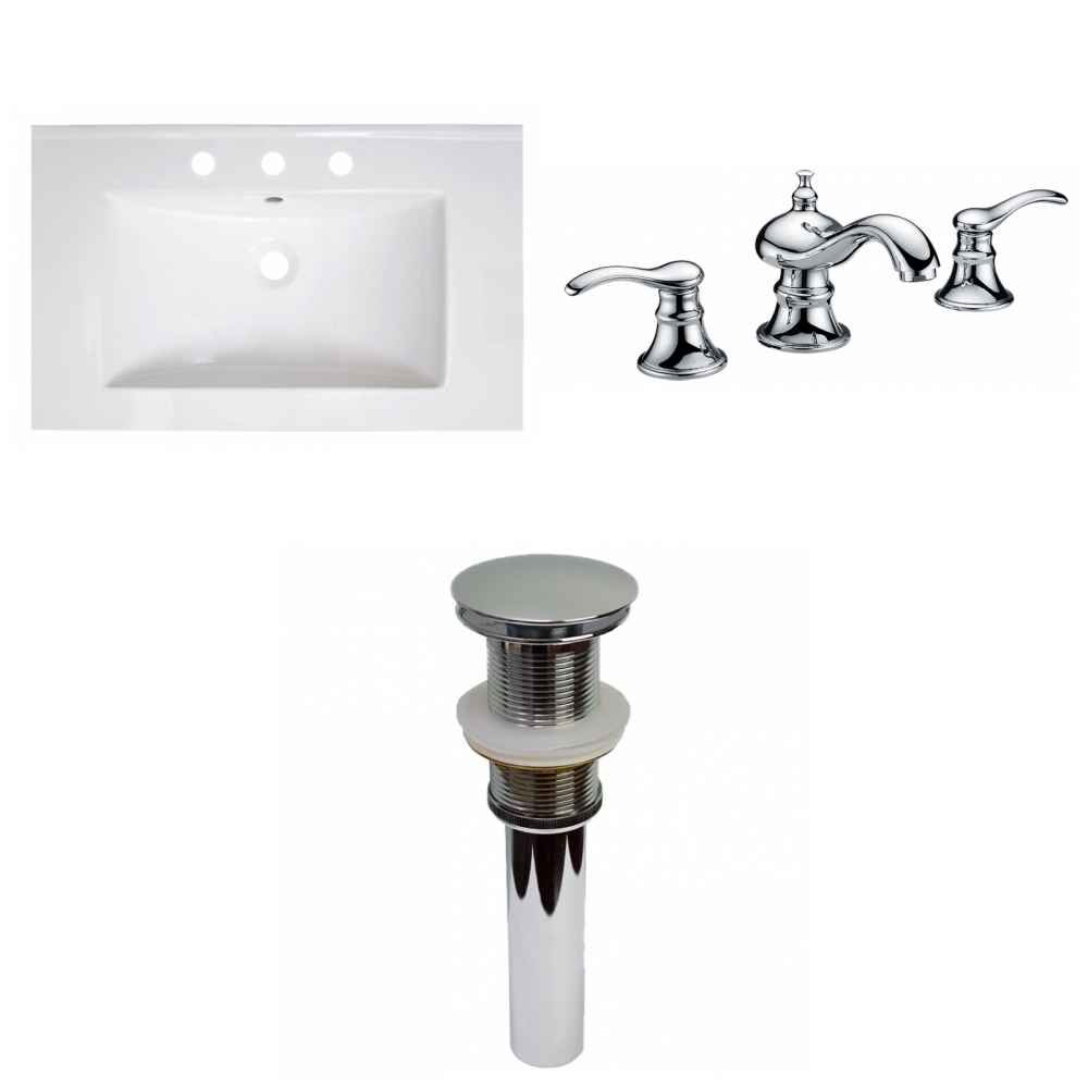 30-in. W 3H8-in. Ceramic Top Set In White Color - Drain Incl.