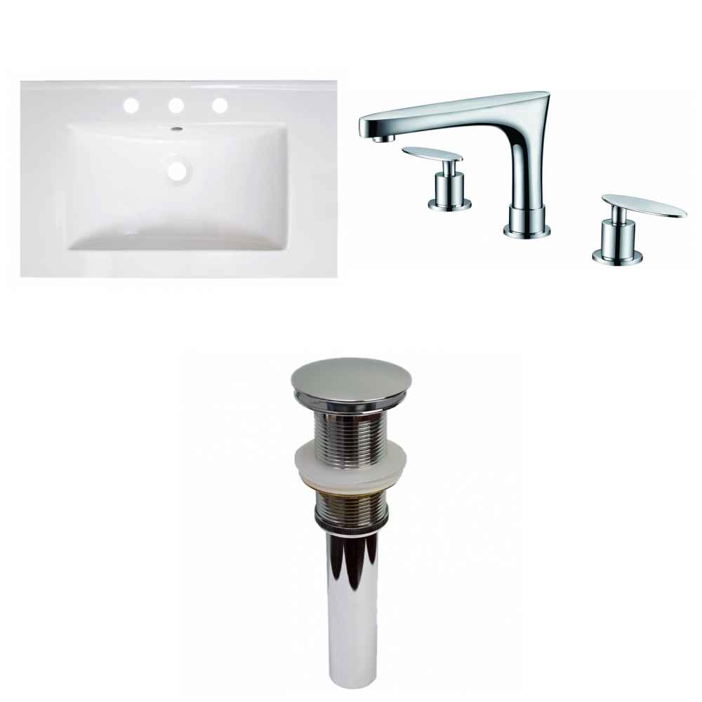 30-in. W 3H8-in. Ceramic Top Set In White Color - Drain Incl.