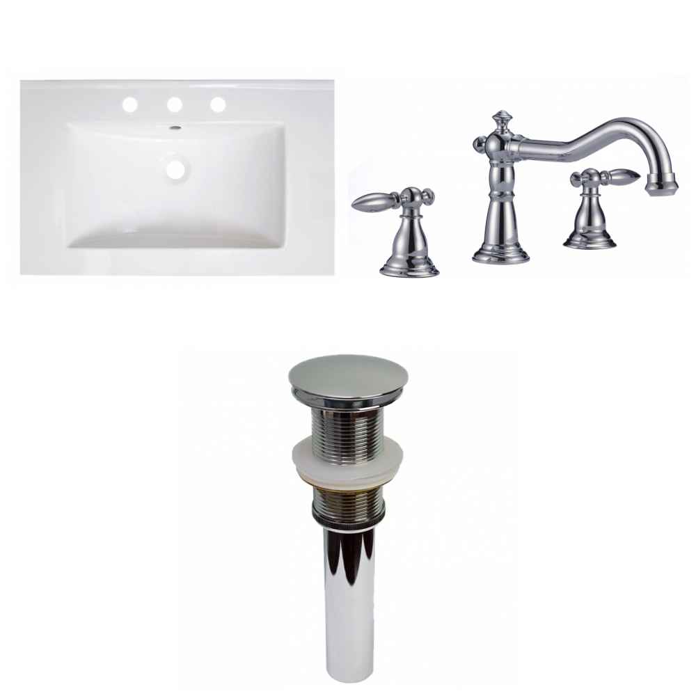 30-in. W 3H8-in. Ceramic Top Set In White Color - Drain Incl.