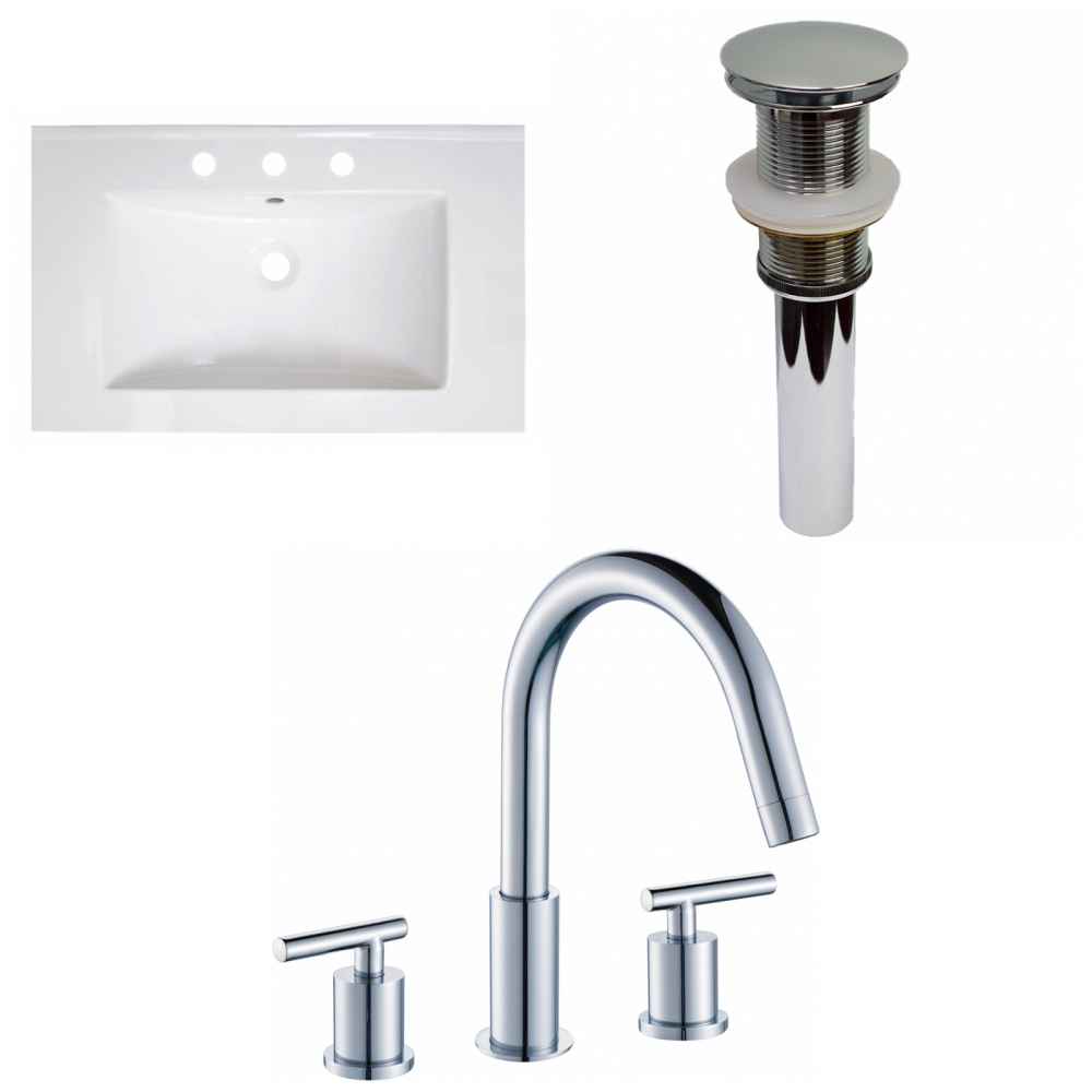 30-in. W 3H8-in. Ceramic Top Set In White Color - Drain Incl.