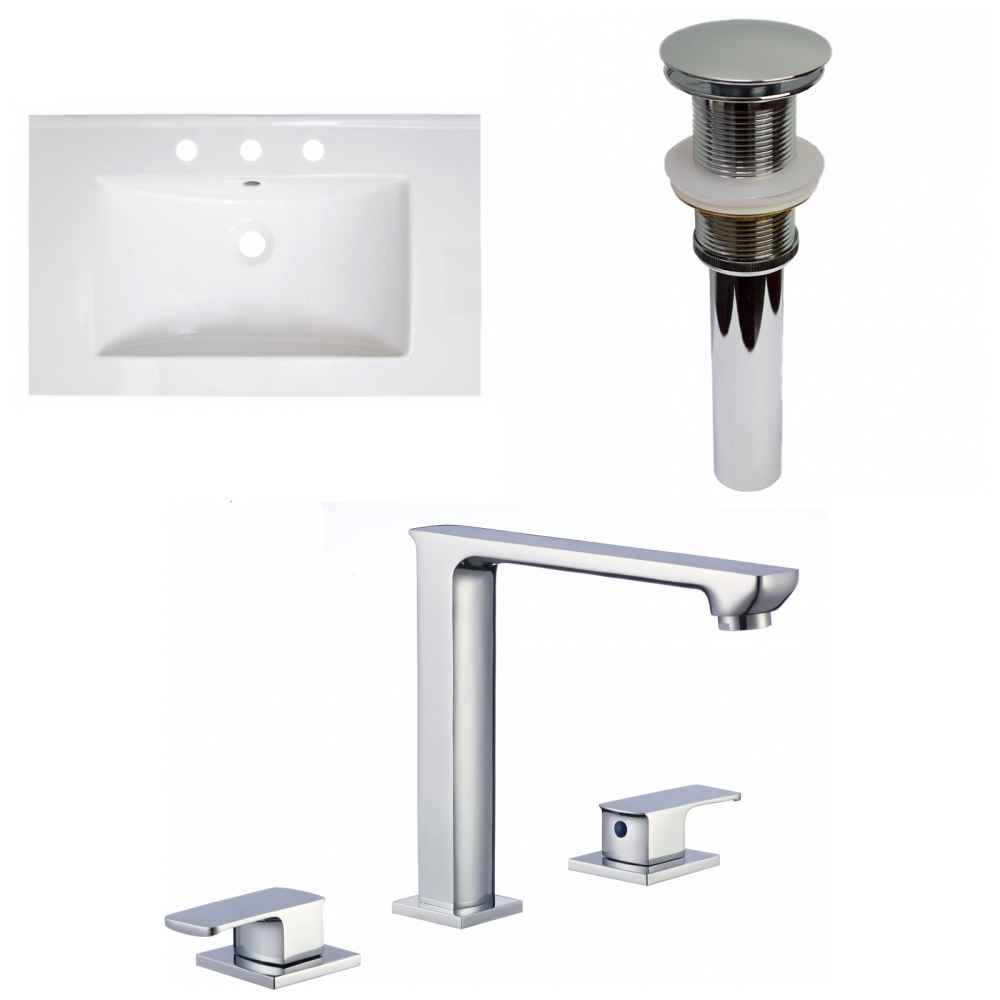 30-in. W 3H8-in. Ceramic Top Set In White Color - Drain Incl.