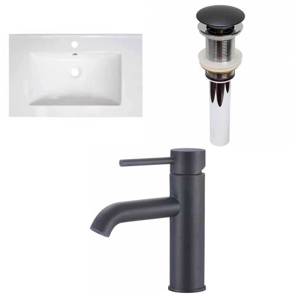 30-in. W 1 Hole Ceramic Top Set In White Color - Drain Incl.