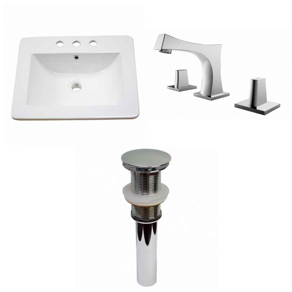 21-in. W 3H8-in. Ceramic Top Set In White Color - Drain Incl.